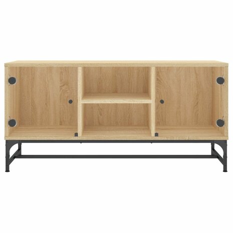 Tv-meubel met glazen deuren 102x37x50 cm sonoma eikenkleurig 5