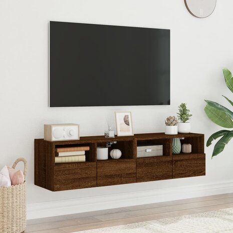 Tv-wandmeubels 2 st 60x30x30 cm bewerkt hout bruin eikenkleur 3