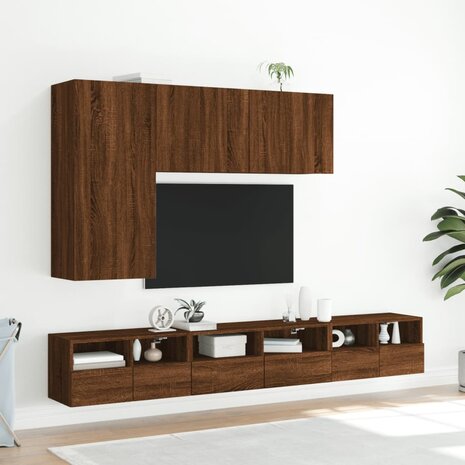 Tv-wandmeubels 2 st 60x30x30 cm bewerkt hout bruin eikenkleur 4