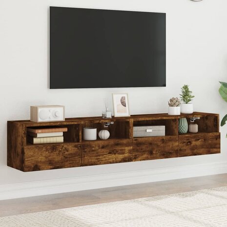 Tv-wandmeubels 2 st 80x30x30 cm bewerkt hout gerookt eikenkleur 1