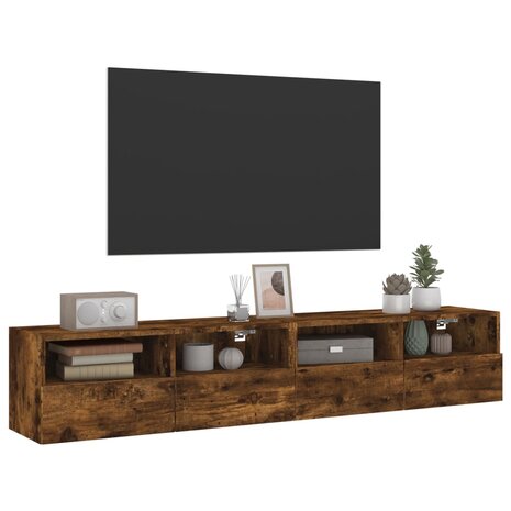 Tv-wandmeubels 2 st 80x30x30 cm bewerkt hout gerookt eikenkleur 5