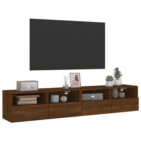 Tv-wandmeubels 2 st 80x30x30 cm bewerkt hout bruin eikenkleur 5