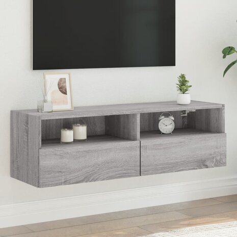 Tv-wandmeubel 100x30x30 cm bewerkt hout grijs sonoma 1