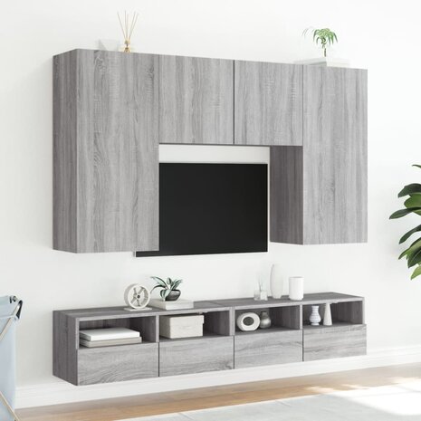 Tv-wandmeubel 100x30x30 cm bewerkt hout grijs sonoma 4