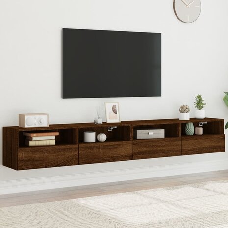 Tv-wandmeubels 2 st 100x30x30 cm bewerkt hout bruin eikenkleur 1