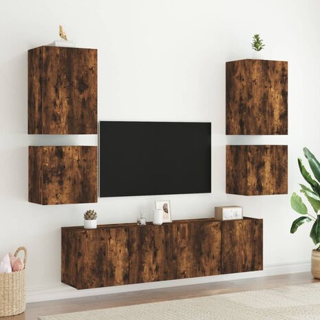 Tv-wandmeubel 40,5x30x40 cm bewerkt hout gerookt eikenkleurig 4