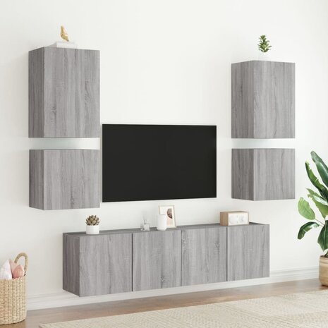 Tv-wandmeubels 2 st 40,5x30x40 cm hout grijs sonoma 4