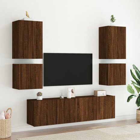 Tv-wandmeubels 2 st 40,5x30x40 cm bewerkt hout bruineikenkleur 4