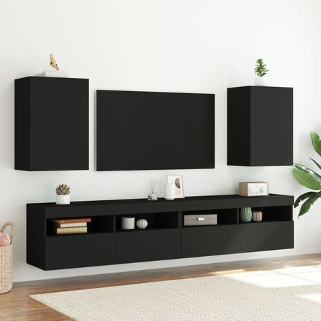 Tv-wandmeubels 2 st 40,5x30x60 cm bewerkt hout zwart 3