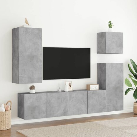 Tv-wandmeubel 40,5x30x90 cm bewerkt hout betongrijs 4