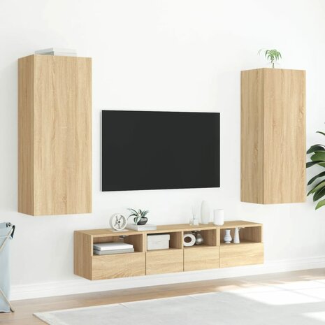 Tv-wandmeubel 40,5x30x102 cm bewerkt hout sonoma eikenkleurig 4