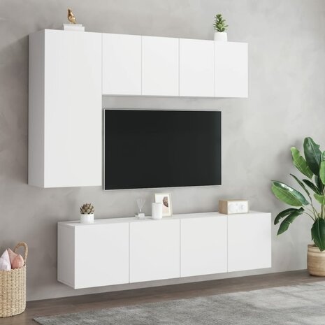 Tv-meubels 2 st wandgemonteerd 60x30x41 cm wit 3