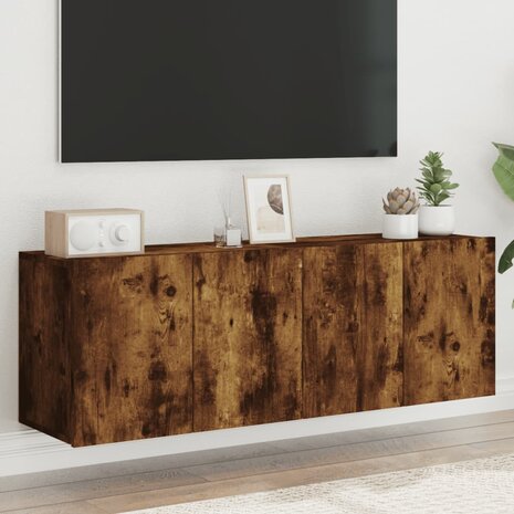 Tv-meubels 2 st wandgemonteerd 60x30x41 cm gerookt eikenkleurig 1