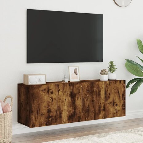 Tv-meubels 2 st wandgemonteerd 60x30x41 cm gerookt eikenkleurig 4