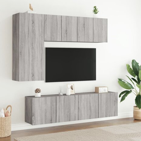 Tv-meubels 2 st wandgemonteerd 60x30x41 cm grijs sonoma eiken 3