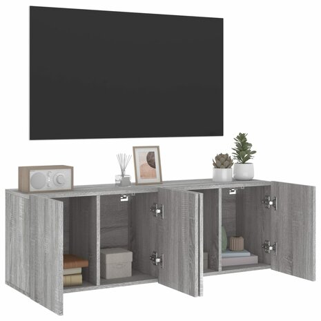 Tv-meubels 2 st wandgemonteerd 60x30x41 cm grijs sonoma eiken 5