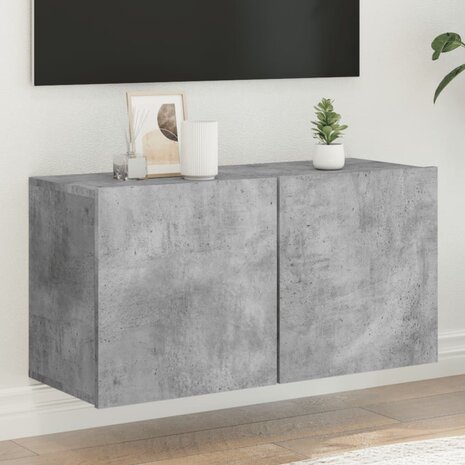 Tv-meubel wandgemonteerd 80x30x41 cm betongrijs 1