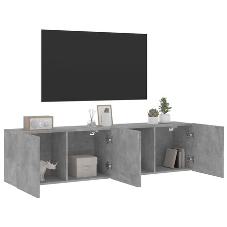 Tv-meubels 2 st wandgemonteerd 80x30x41 cm betongrijs 5