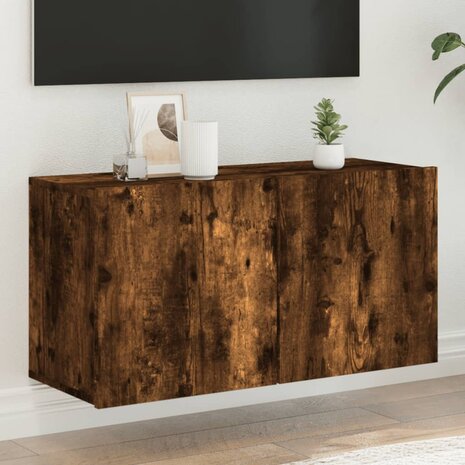 Tv-meubel wandgemonteerd 80x30x41 cm gerookt eikenkleurig 1