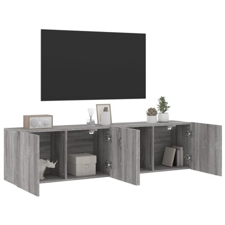 Tv-meubels 2 st wandgemonteerd 80x30x41 cm grijs sonoma eiken 5