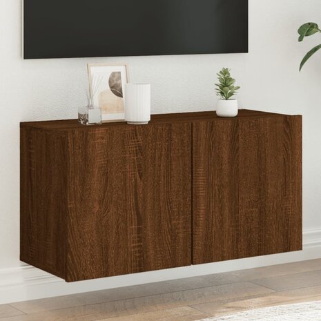 Tv-meubel wandgemonteerd 80x30x41 cm bruin eikenkleur 1