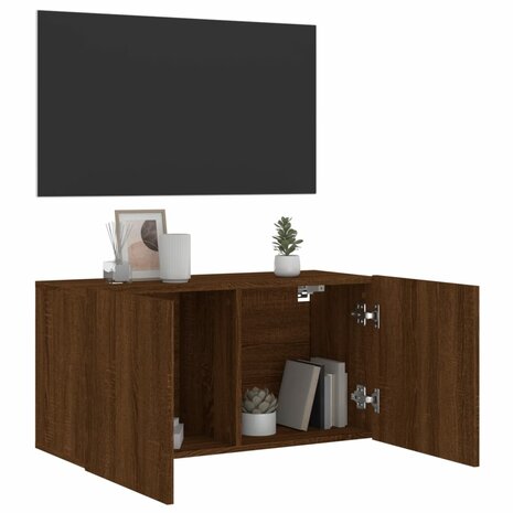 Tv-meubel wandgemonteerd 80x30x41 cm bruin eikenkleur 4