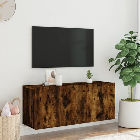 Tv-meubel wandgemonteerd 100x30x41 cm gerookt eikenkleurig 3