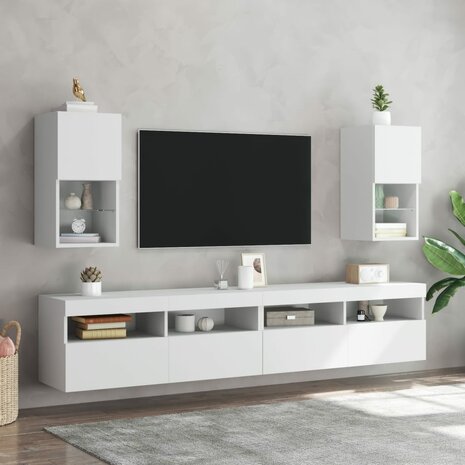 Tv-meubelen 2 st met LED-verlichting 30,5x30x60 cm wit 3