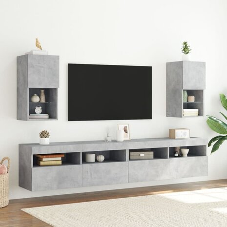 Tv-meubel met LED-verlichting 30,5x30x60 cm betongrijs 3