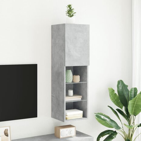 Tv-meubel met LED-verlichting 30,5x30x102 cm betongrijs 4