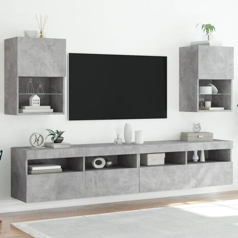 Tv-meubels met LED-verlichting 2 st 40,5x30x60 cm betongrijs 3