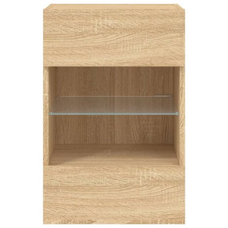 Tv-wandmeubels met LED 2 st 40x30x60,5 cm sonoma eikenkleurig 9