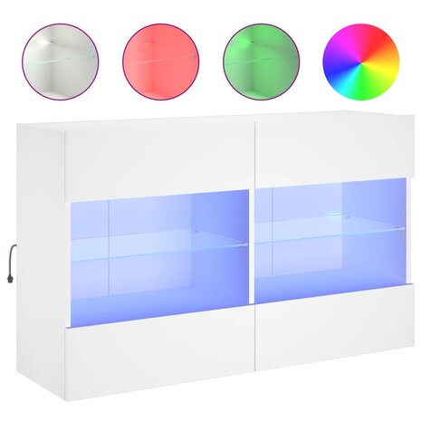 Tv-wandmeubel met LED-verlichting 98,5x30x60,5 cm wit 2