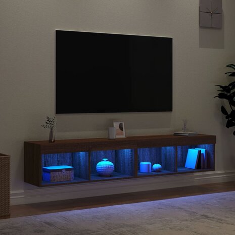 Tv-meubels met LED-verlichting 2 st 80x30x30 cm bruineikenkleur 4