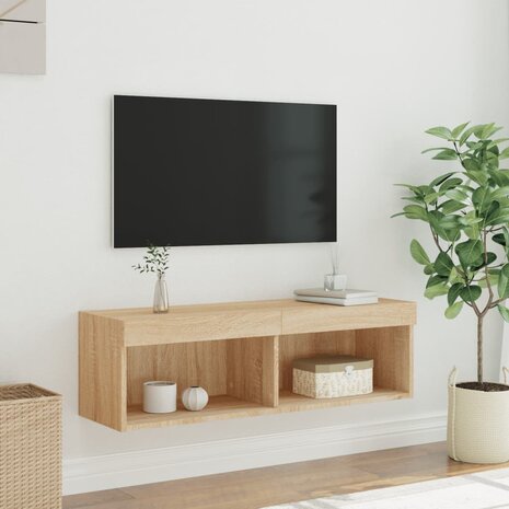 Tv-meubel met LED-verlichting 100x30x30 cm sonoma eikenkleurig 6