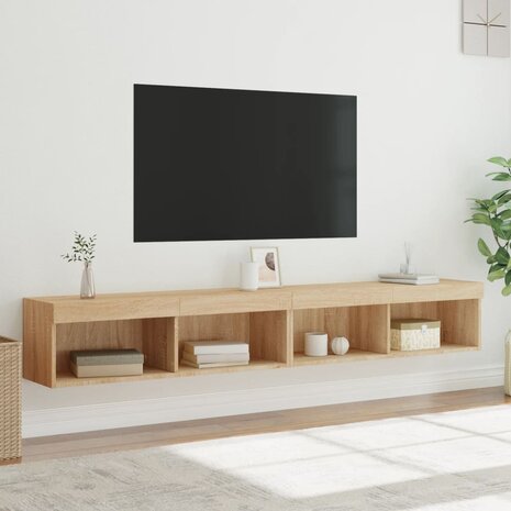 Tv-meubels met LED-verlichting 2 st 100x30x30 cm sonoma eiken 5