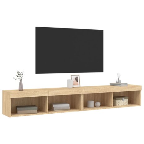 Tv-meubels met LED-verlichting 2 st 100x30x30 cm sonoma eiken 6