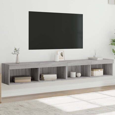 Tv-meubels met LED-verlichting 2 st 100x30x30 cm grijs sonoma 1