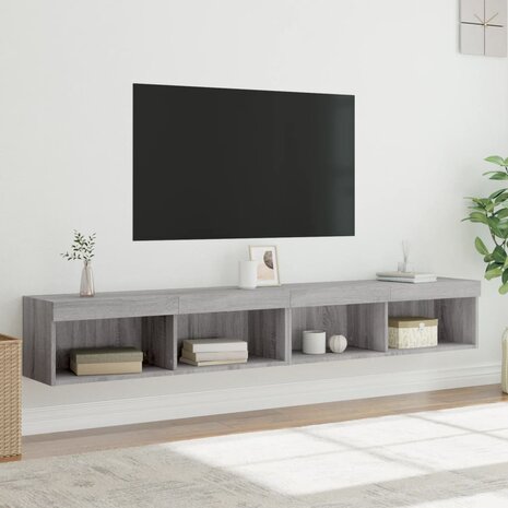 Tv-meubels met LED-verlichting 2 st 100x30x30 cm grijs sonoma 5