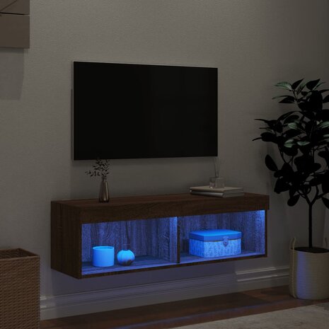 Tv-meubel met LED-verlichting 100x30x30 cm bruin eikenkleur 3