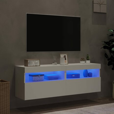 Tv-wandmeubels met LED-verlichting 2 st 60x30x40 cm wit 4