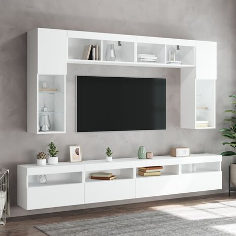 Tv-wandmeubels met LED-verlichting 2 st 60x30x40 cm wit 6