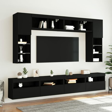 Tv-wandmeubels met LED-verlichting 2 st 60x30x40 cm zwart 6