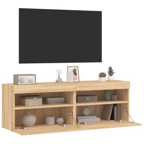 Tv-wandmeubels met LED 2 st 60x30x40 cm sonoma eikenkleurig 7