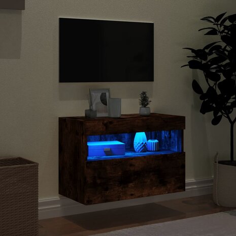 Tv-wandmeubel met LED-verlichting 60x30x40 cm gerookt eiken 4