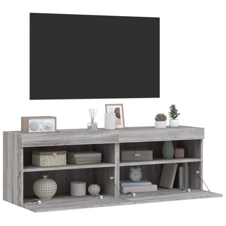 Tv-wandmeubels met LED 2 st 60x30x40 cm grijs sonoma eiken 7