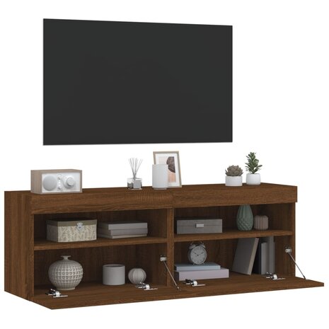 Tv-wandmeubels met LED-verlichting 2 st 60x30x40 cm bruineiken 7