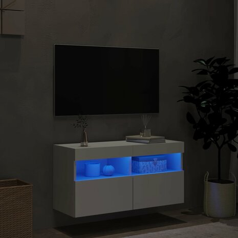 Tv-wandmeubel met LED-verlichting 80x30x40 cm wit 4