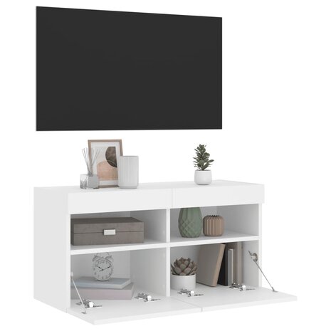 Tv-wandmeubel met LED-verlichting 80x30x40 cm wit 7