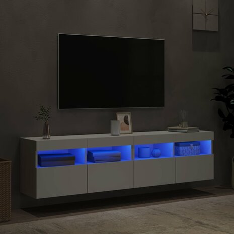 Tv-wandmeubels met LED-verlichting 2 st 80x30x40 cm wit 4